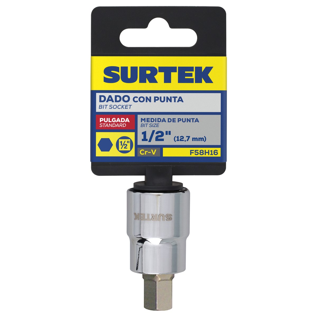 Dado con punta hexagonal cuadro de 1/2", en pulgadas, 1/2" Surtek - Imagen 2
