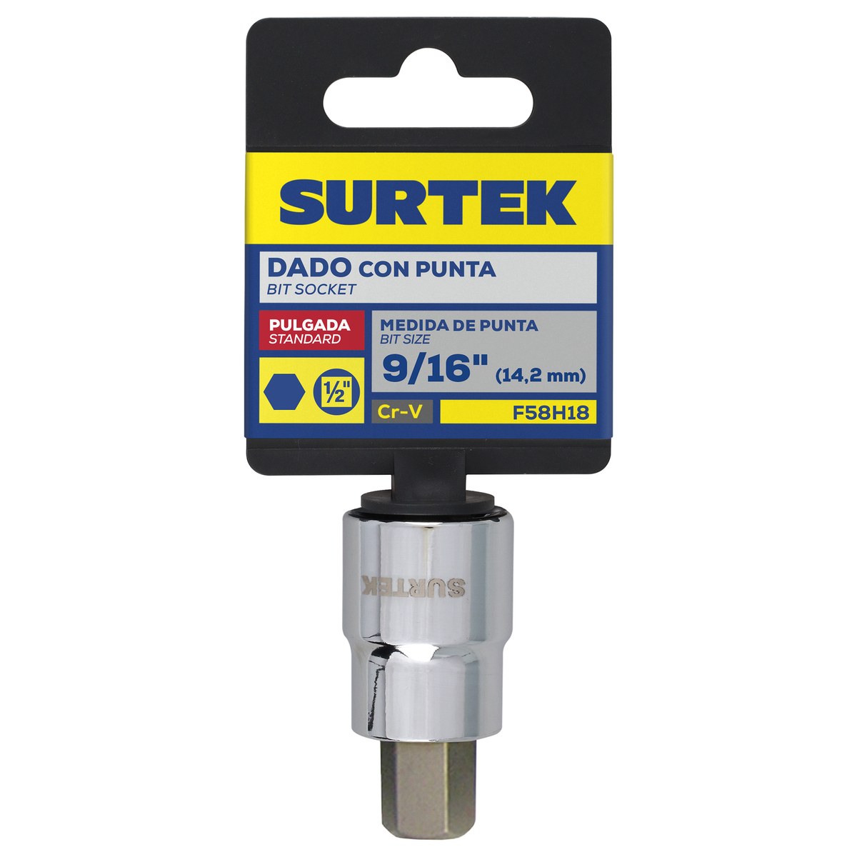 Dado con punta hexagonal cuadro de 1/2", en pulgadas, 9/16" Surtek - Imagen 2