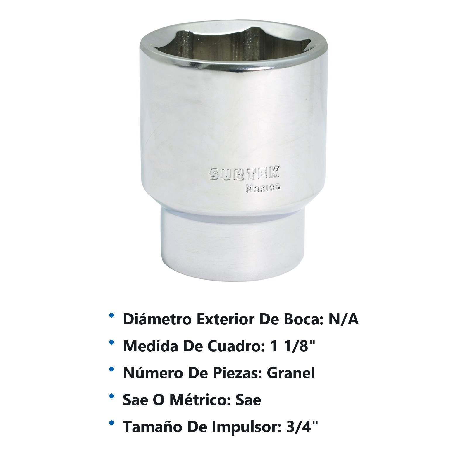 Dado cuadro de 3/4", 6 puntas, en pulgadas, 1-1/8" Surtek - Imagen 3