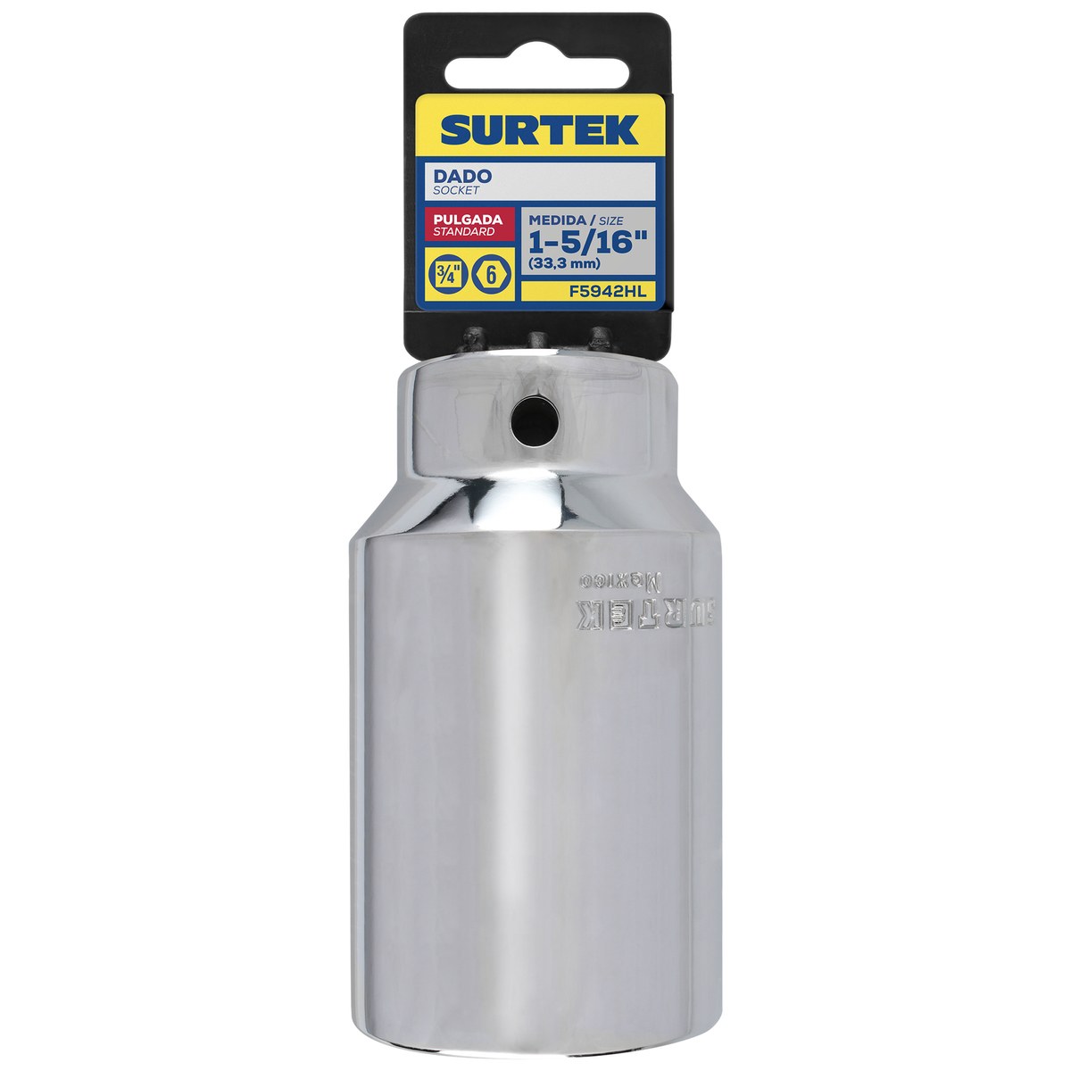 Dado largo cuadro de 3/4", 6 puntas, en pulgadas, 1-5/16" Surtek - Imagen 2