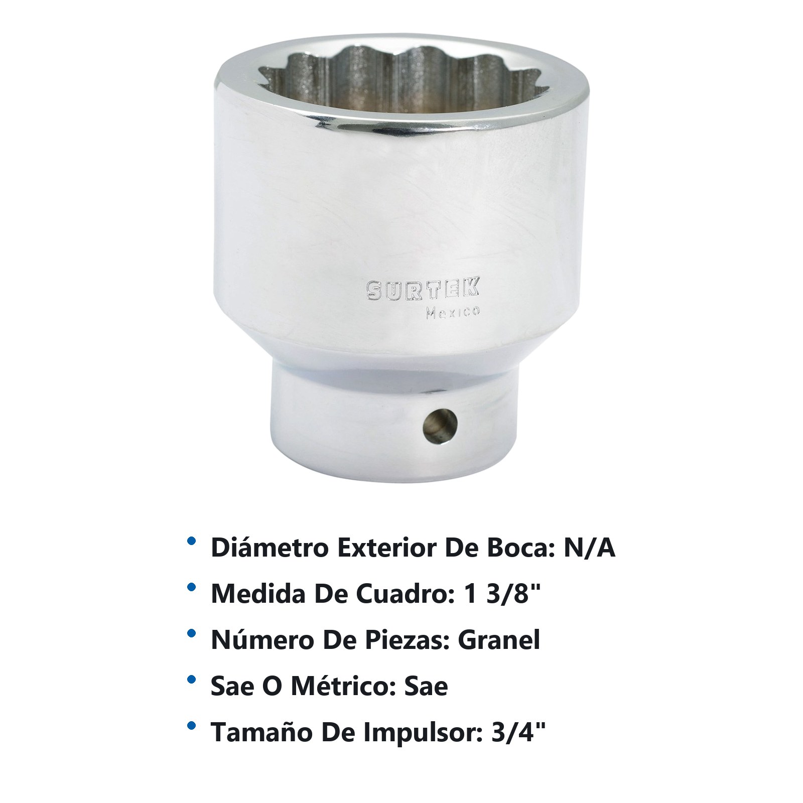 Dado cuadro de 3/4", 12 puntas, en pulgadas, 1-3/8" Surtek - Imagen 3