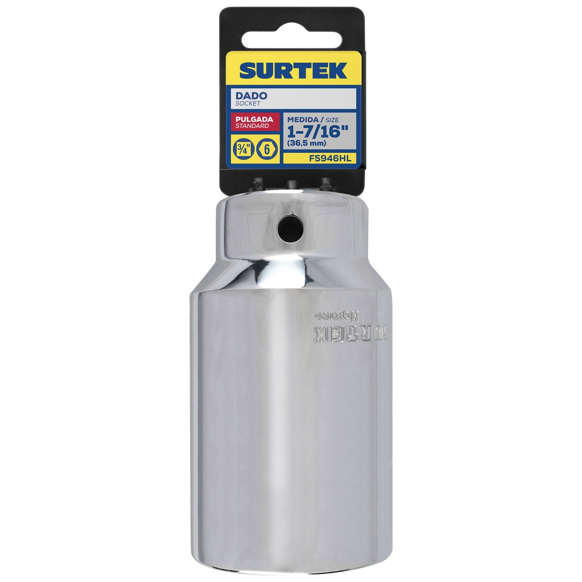 Dado largo cuadro de 3/4", 6 puntas, en pulgadas, 1-7/16" Surtek - Imagen 2