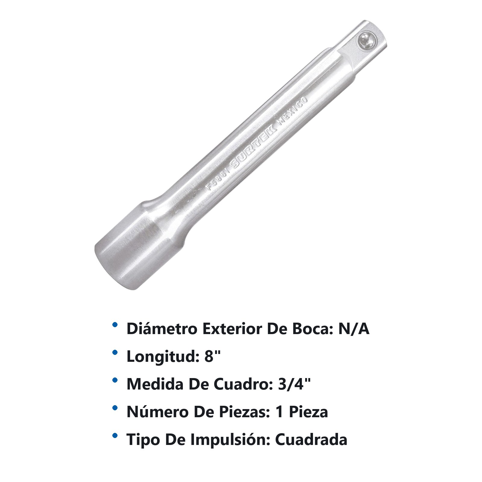 Extensión para dado cuadro de 3/4", 8" Surtek - Imagen 3