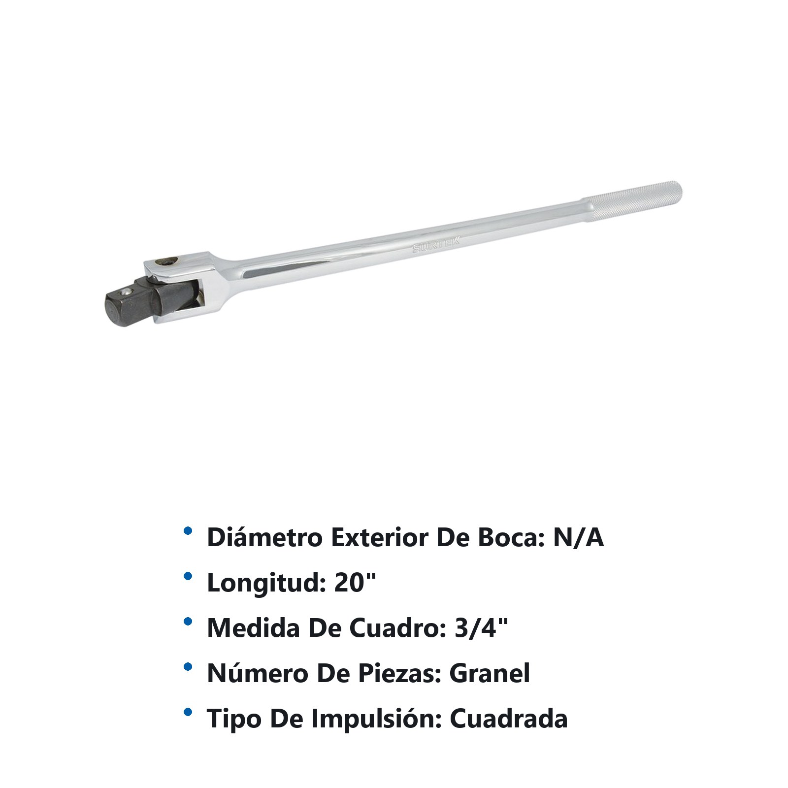 Mango articulado cromado para dado cuadro de 3/4", 20" Surtek - Imagen 2