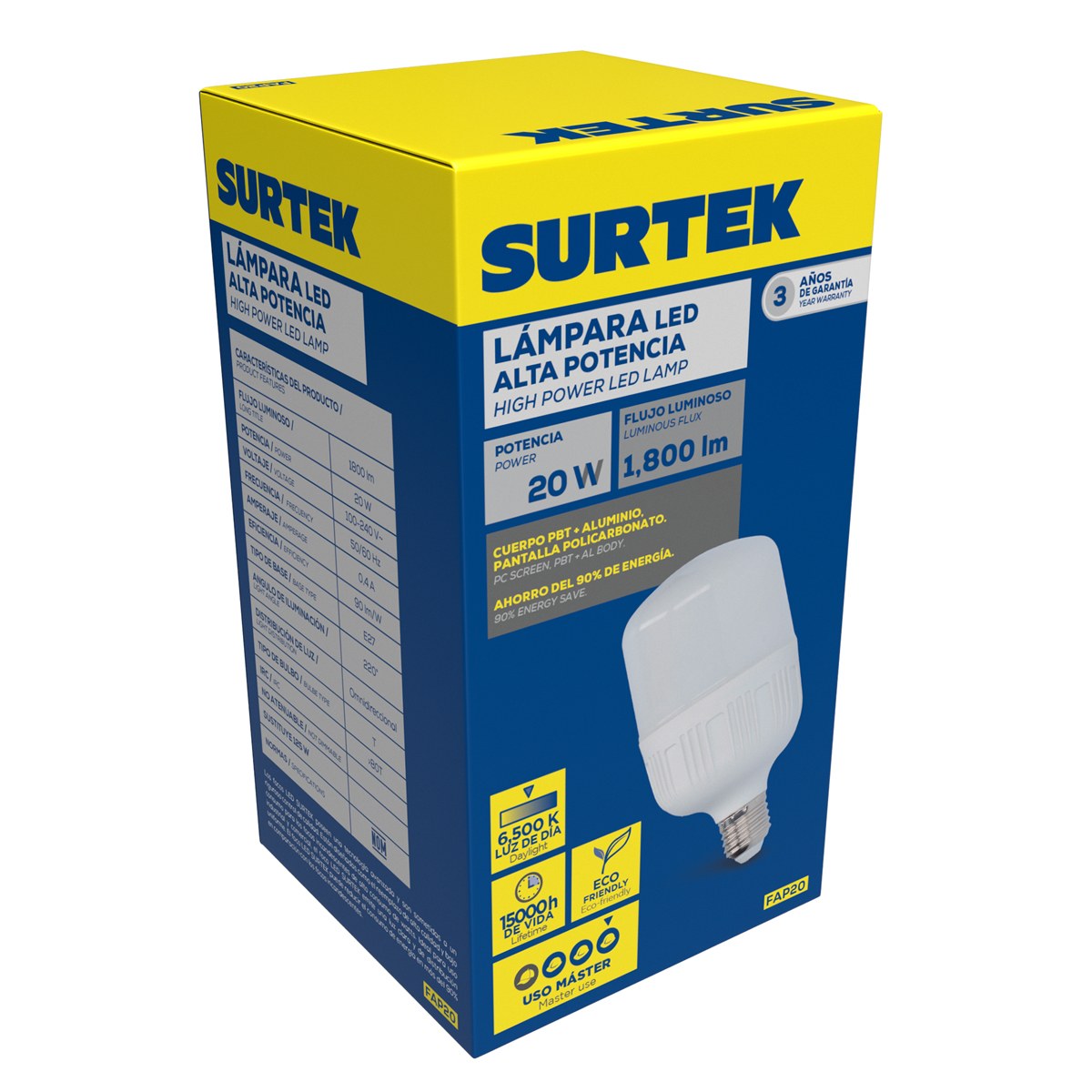 Lámpara de LED alta potencia, 20 W Surtek - Imagen 2