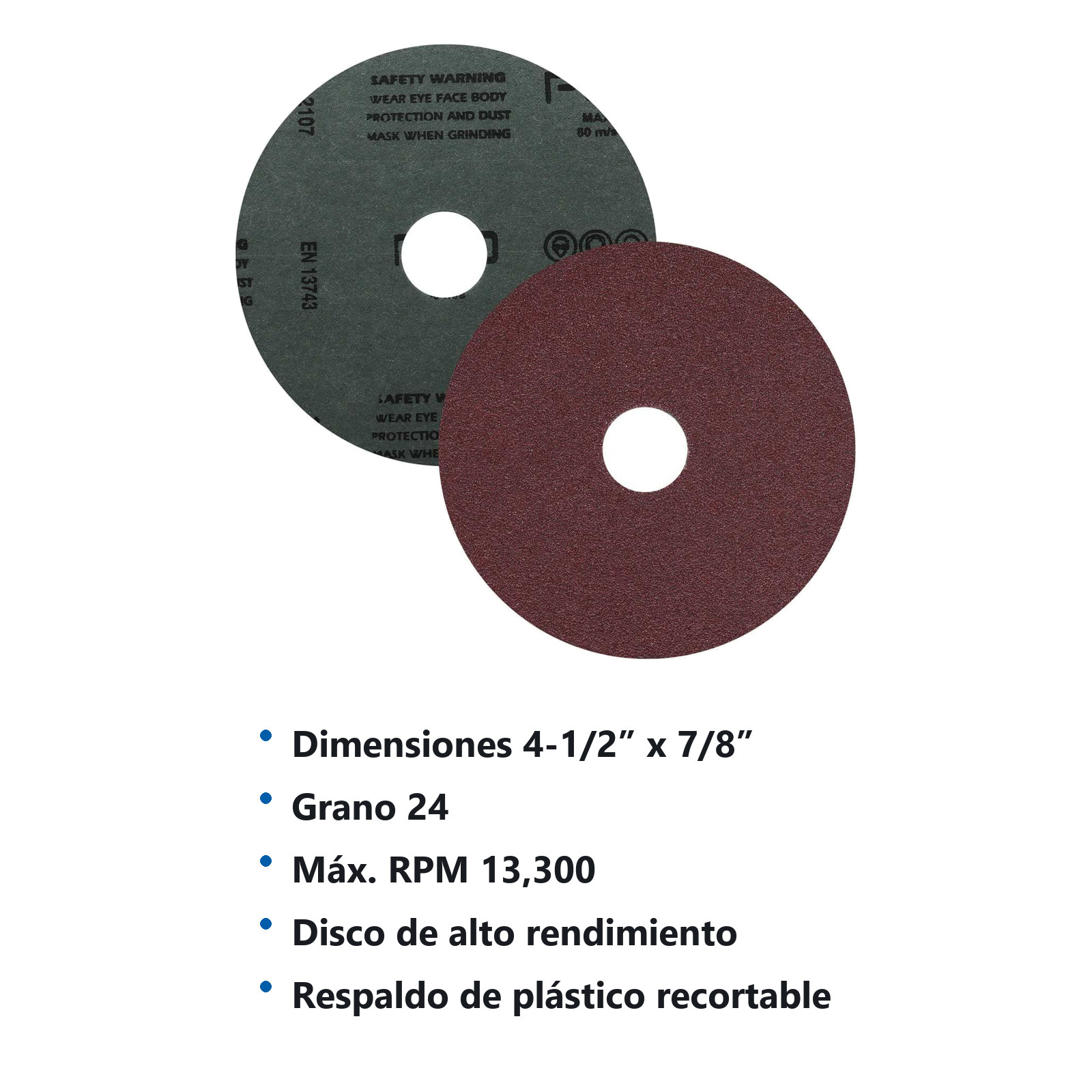 FIBRODISCO AO 4-1/2" X 7/8" G24 (Precio x pieza - Empaque c/25 pzas) - Imagen 4