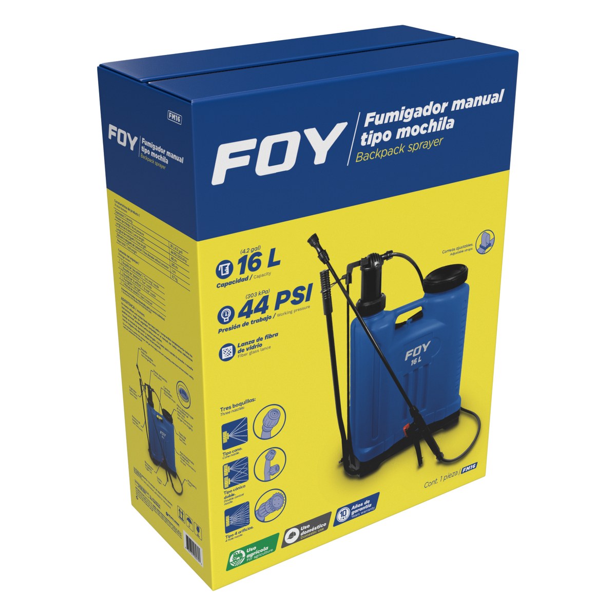 Fumigador tipo mochila Azul 16 Lt Foy - Imagen 2