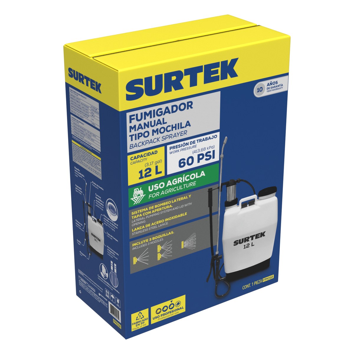 Fumigador tipo mochila 12 Lt Surtek - Imagen 2