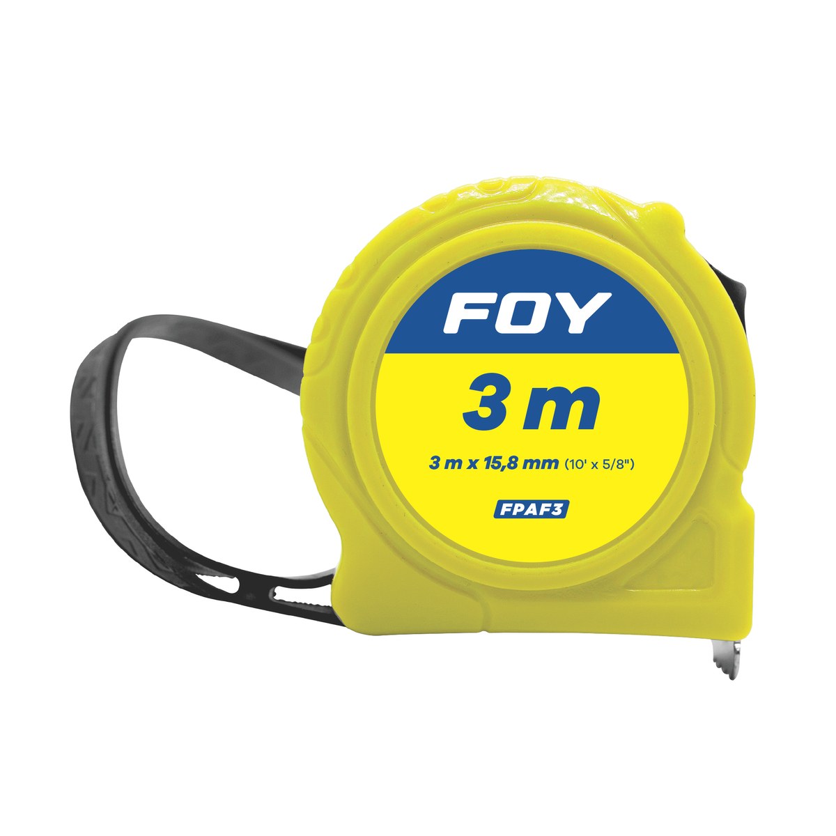 Flexómetro con carcasa de plástico color amarillo, 3 m x 16 mm Foy