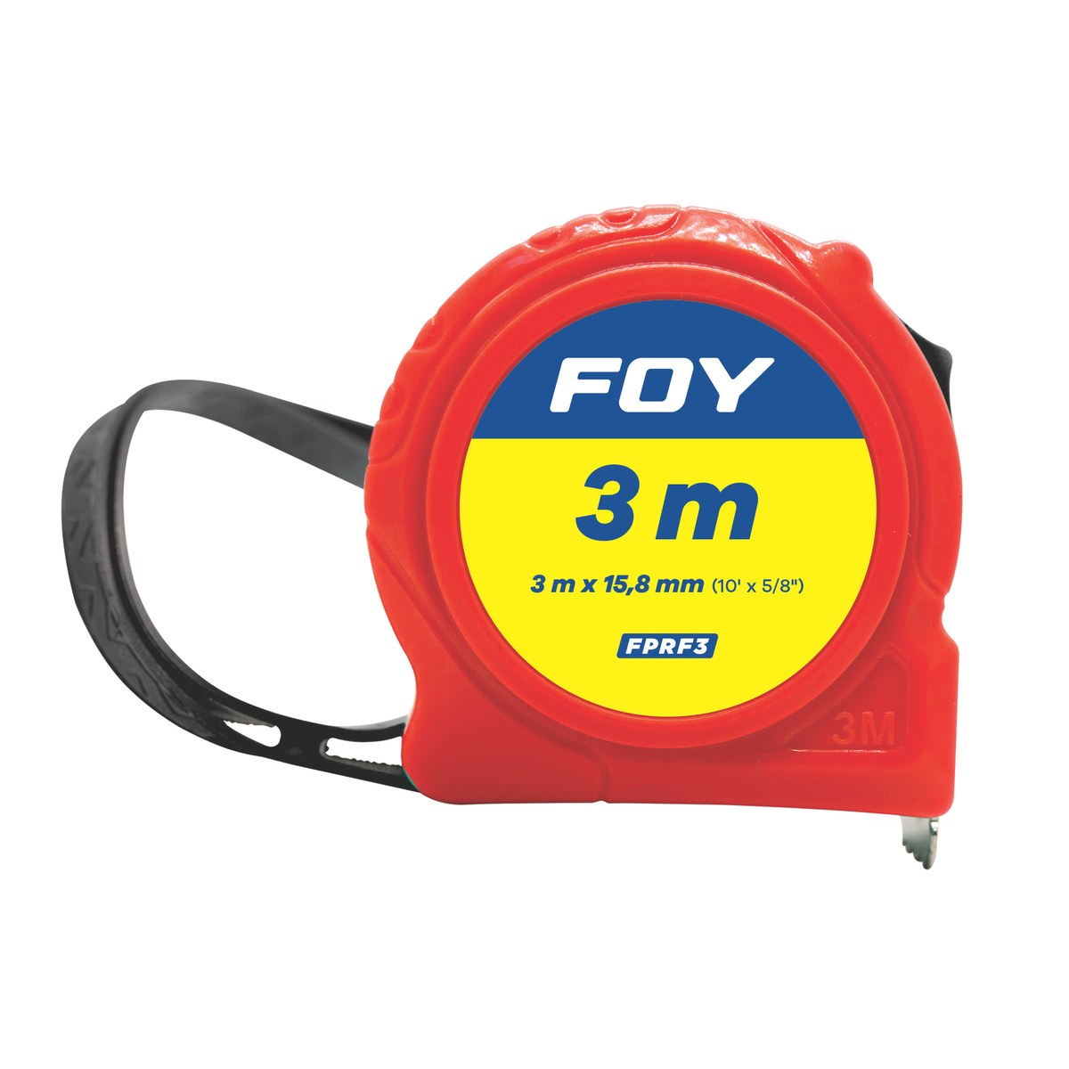 Flexómetro con carcasa de plástico color rojo, 3 m x 16 mm Foy