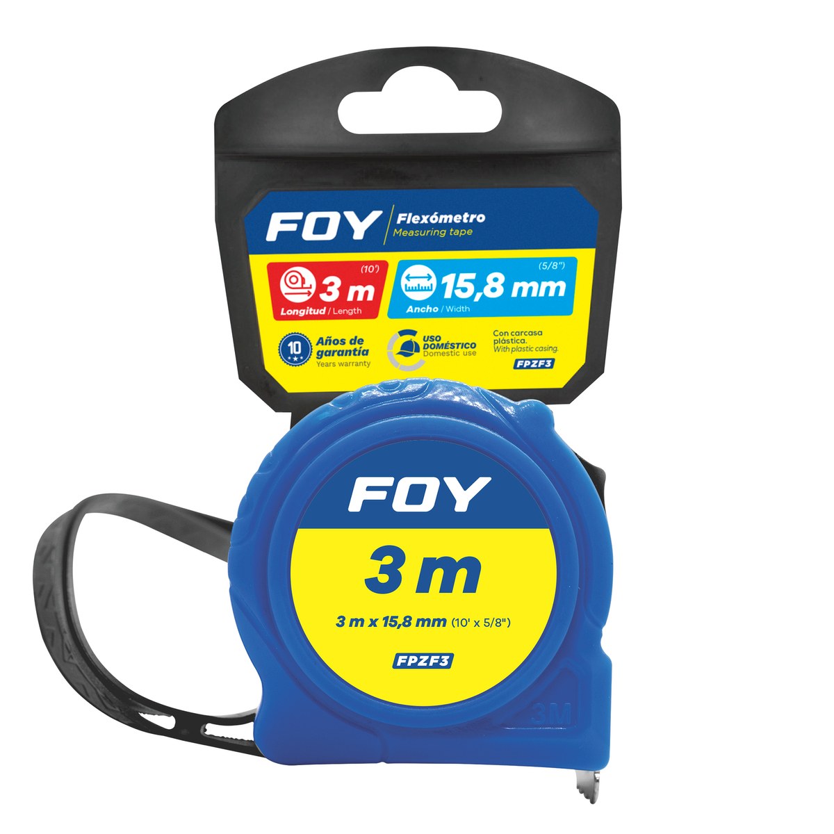 Flexómetro con carcasa de plástico color azul , m x 16 mm Foy - Imagen 2