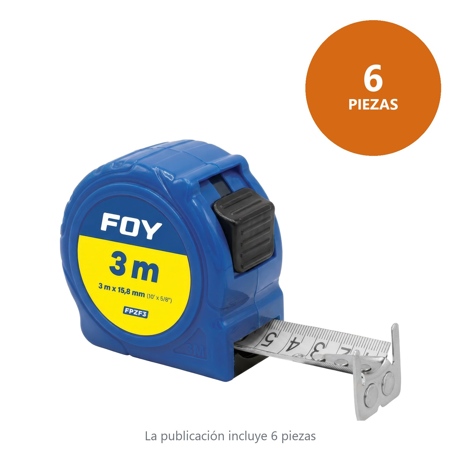 Flexómetro con carcasa de plástico color azul , m x 16 mm Foy - Imagen 3