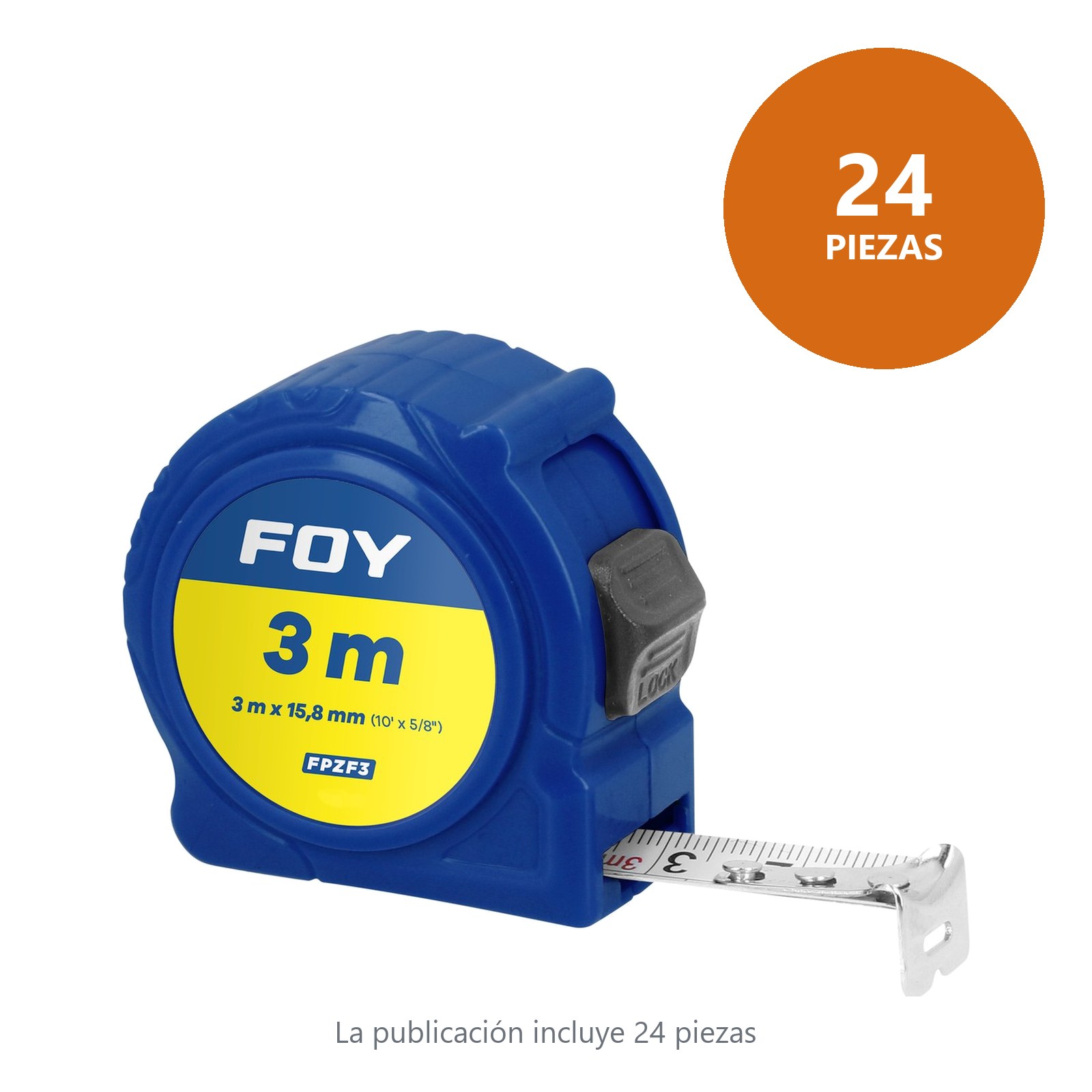 Flexómetros con carcasa de plástico azul en display, 3 m x 16 mm Foy - Imagen 2