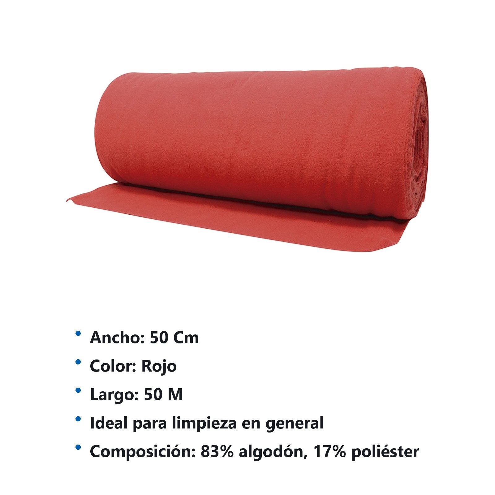Franela en rollo de 50 cm x 50 m roja Foy - Imagen 2