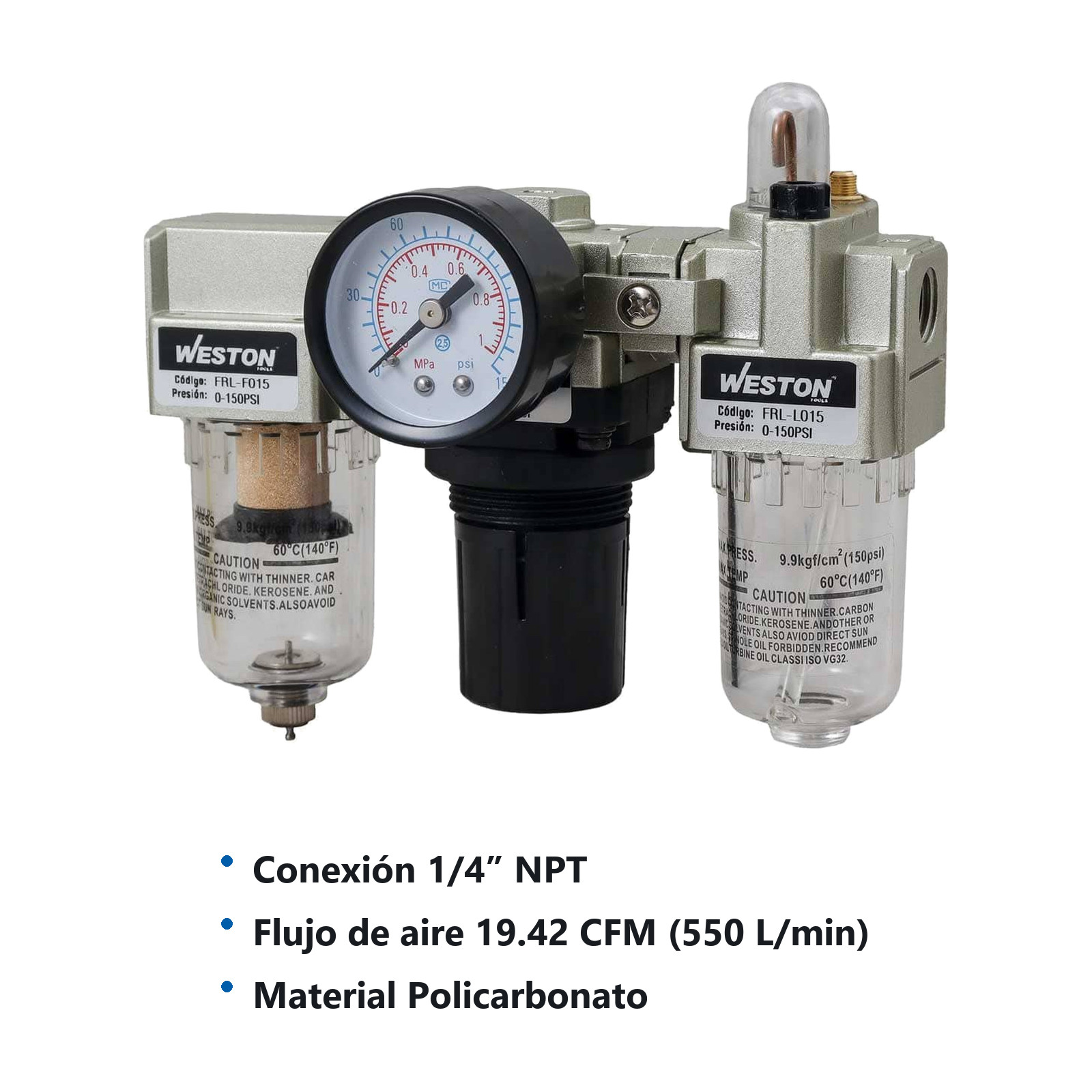 FRL TIPO SMC (3 UNIDADES) 1/4" NPT - Imagen 3