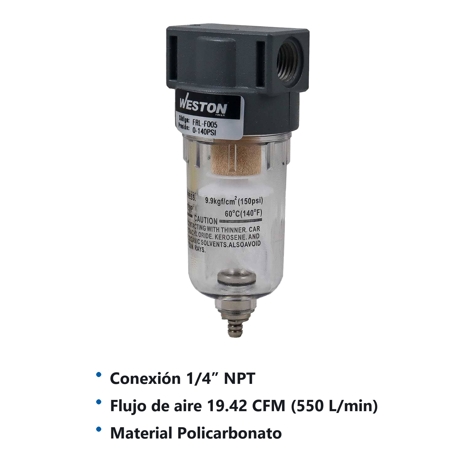 FILTRO DE AIRE 1/4" NPT - Imagen 3