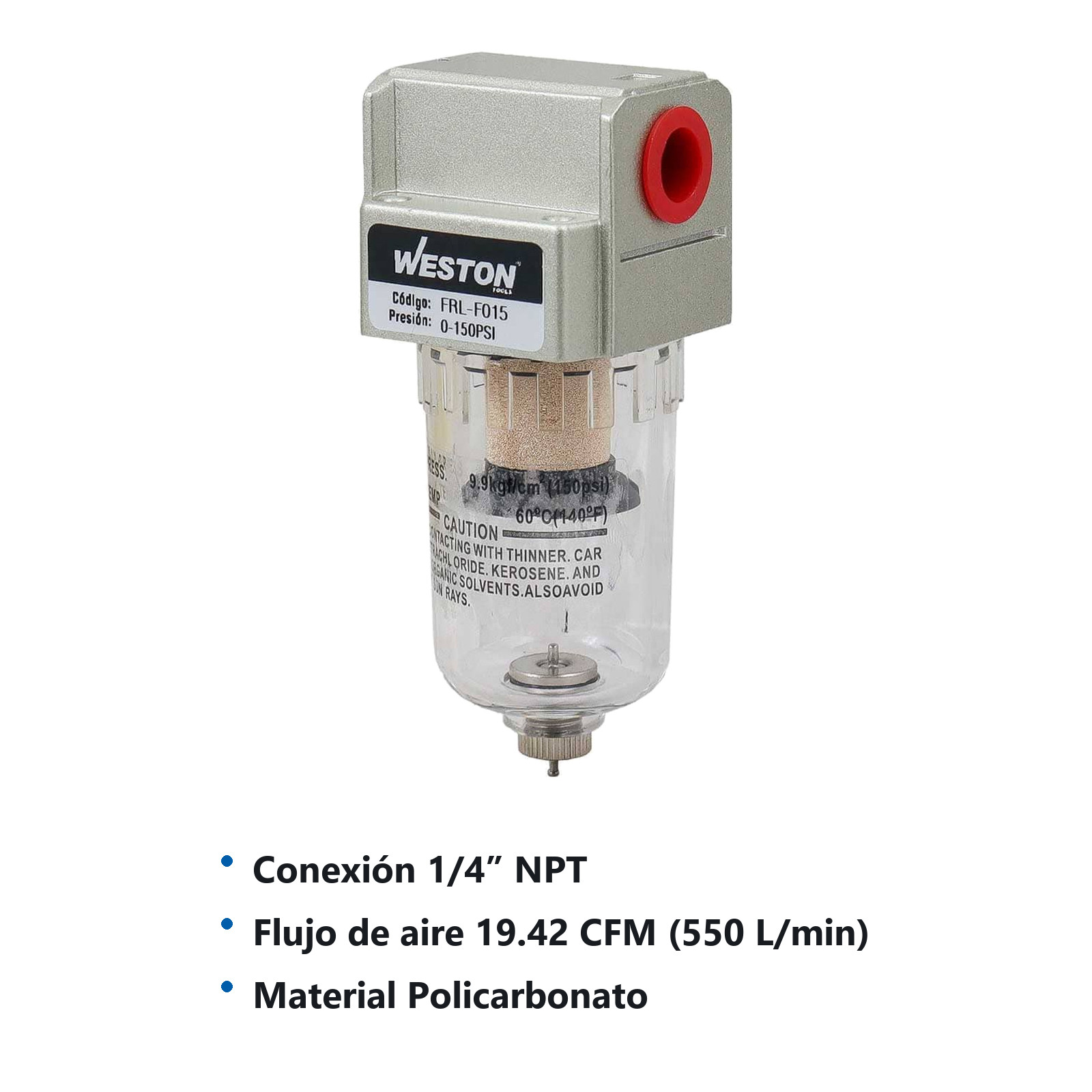FILTRO DE AIRE TIPO SMC 1/4" NPT - Imagen 3