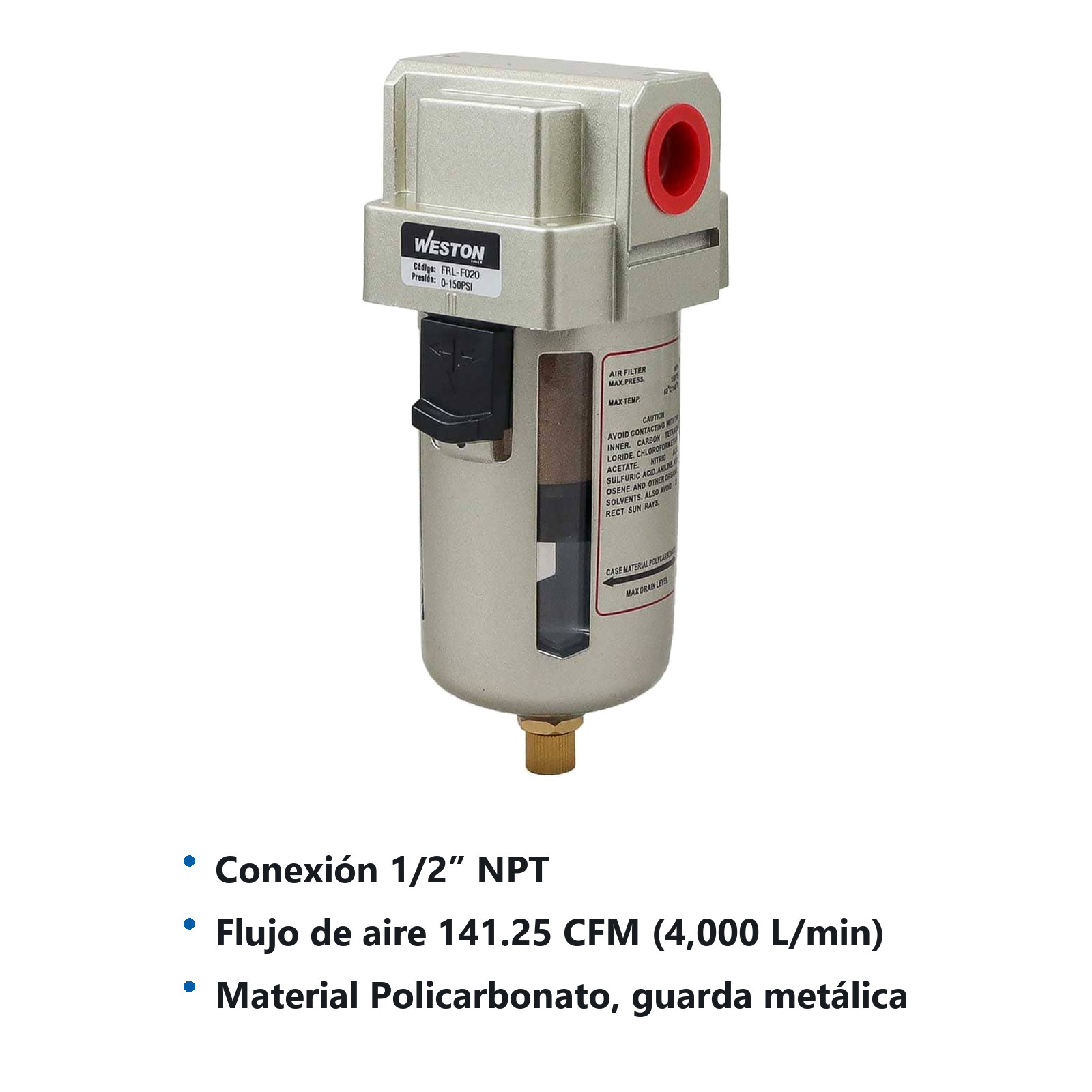 FILTRO DE AIRE TIPO SMC 1/2" NPT - Imagen 3