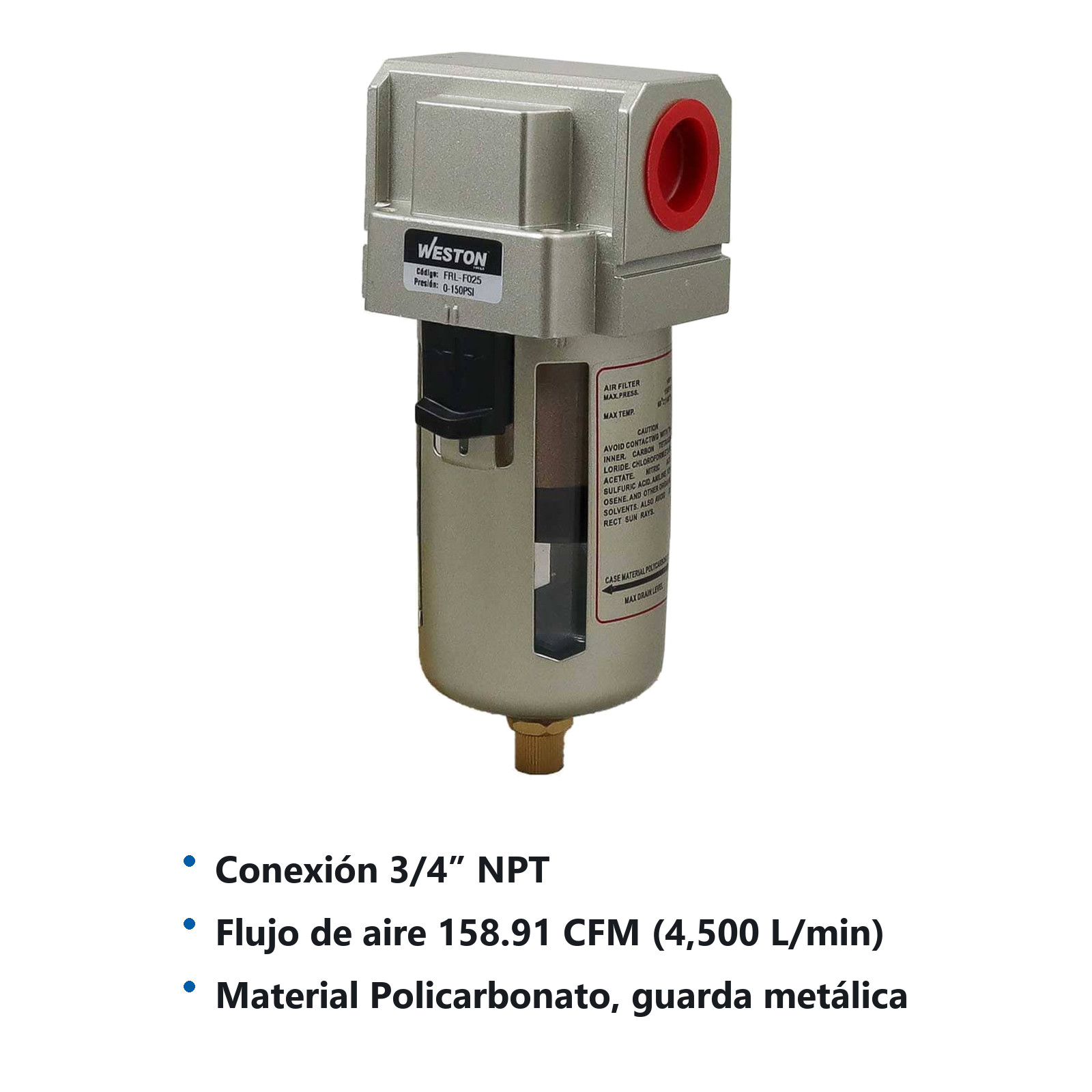 FILTRO DE AIRE TIPO SMC 3/4" NPT - Imagen 3