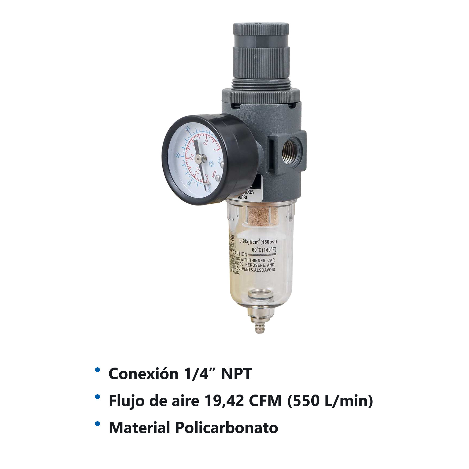 FILTRO REGULADOR DE AIRE 1/4" NPT - Imagen 4