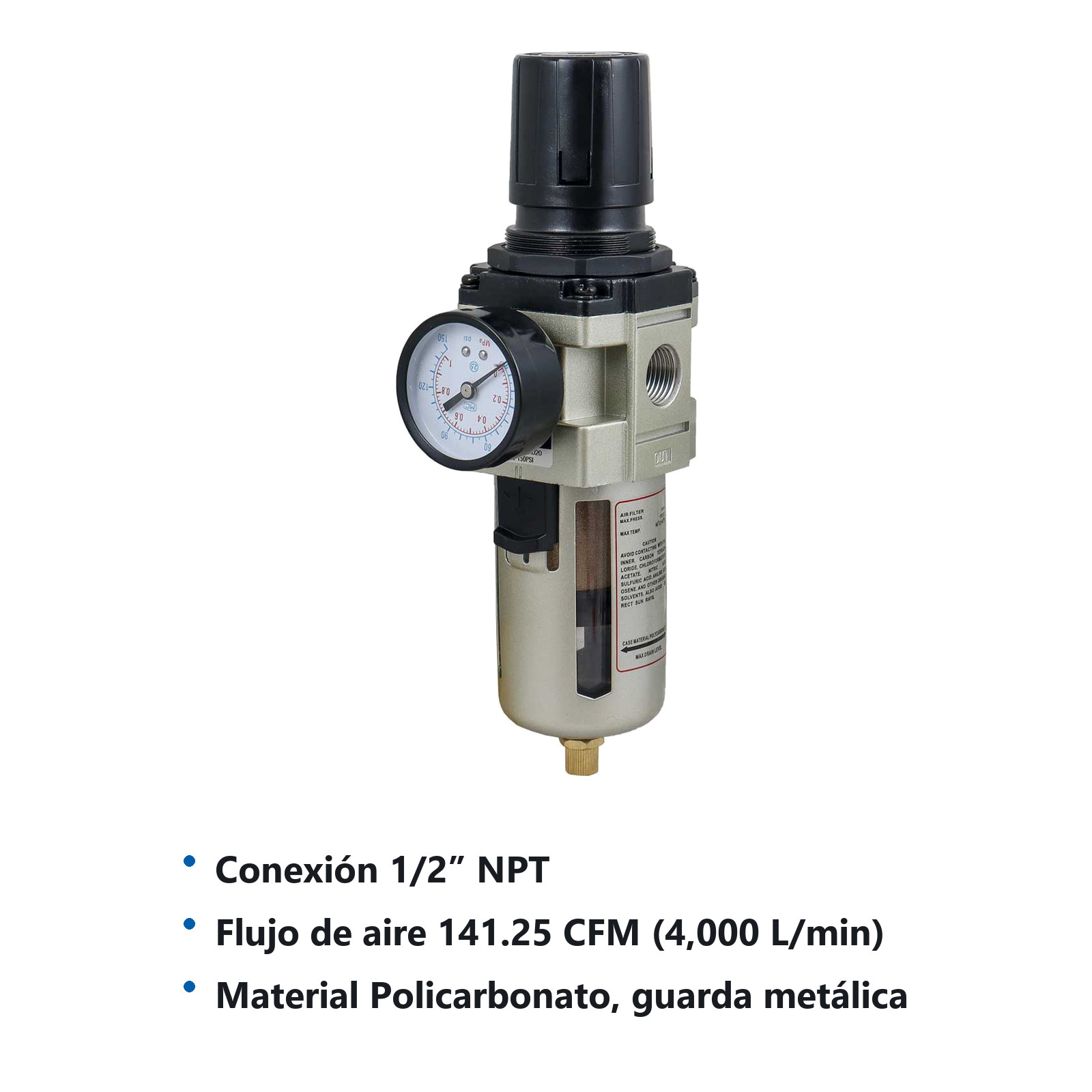 FILTRO REGULADOR DE AIRE TIPO SMC 1/2" NPT - Imagen 4