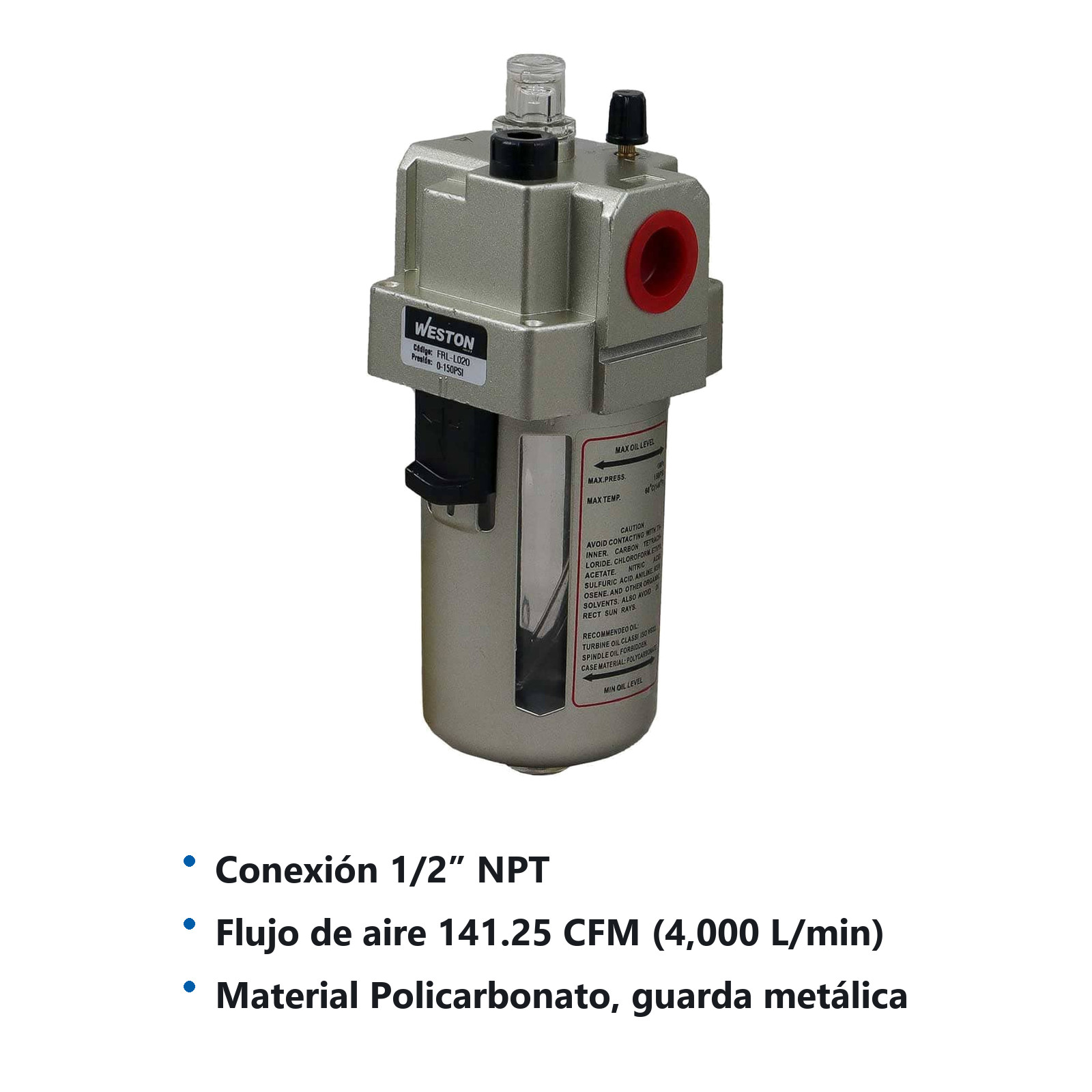 LUBRICADOR DE AIRE TIPO SMC 1/2" NPT - Imagen 3
