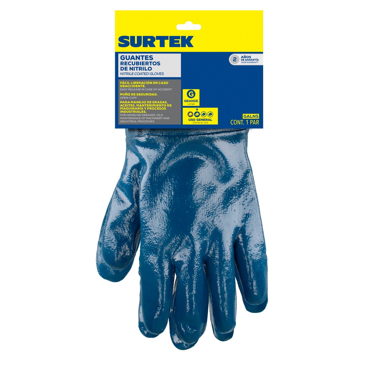 Guantes de algodón con recubrimiento de nitrilo unitalla Surtek - Imagen 2