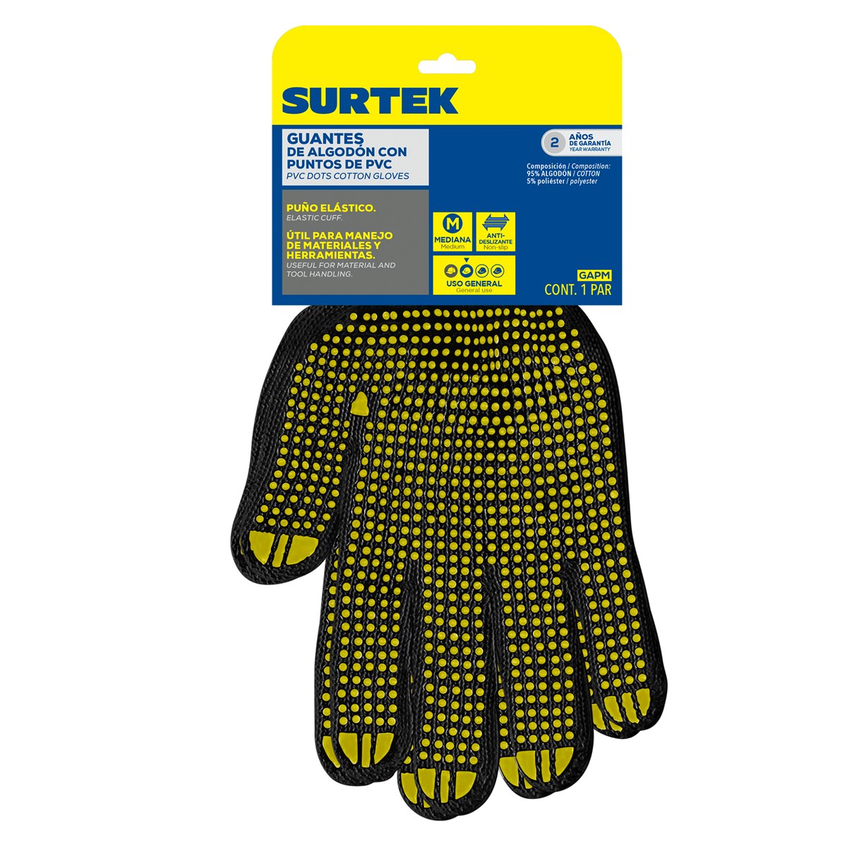 Guantes de algodón con puntos de PVC M Surtek - Imagen 2