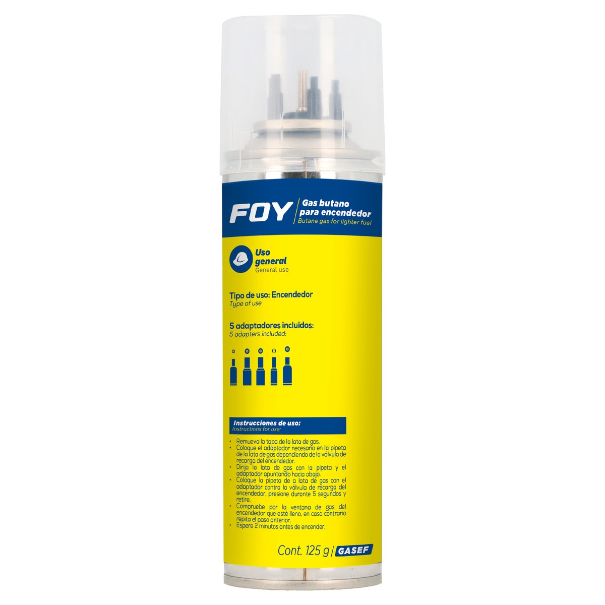 Lata de gas butano para encendedor 125 g Foy - Imagen 2
