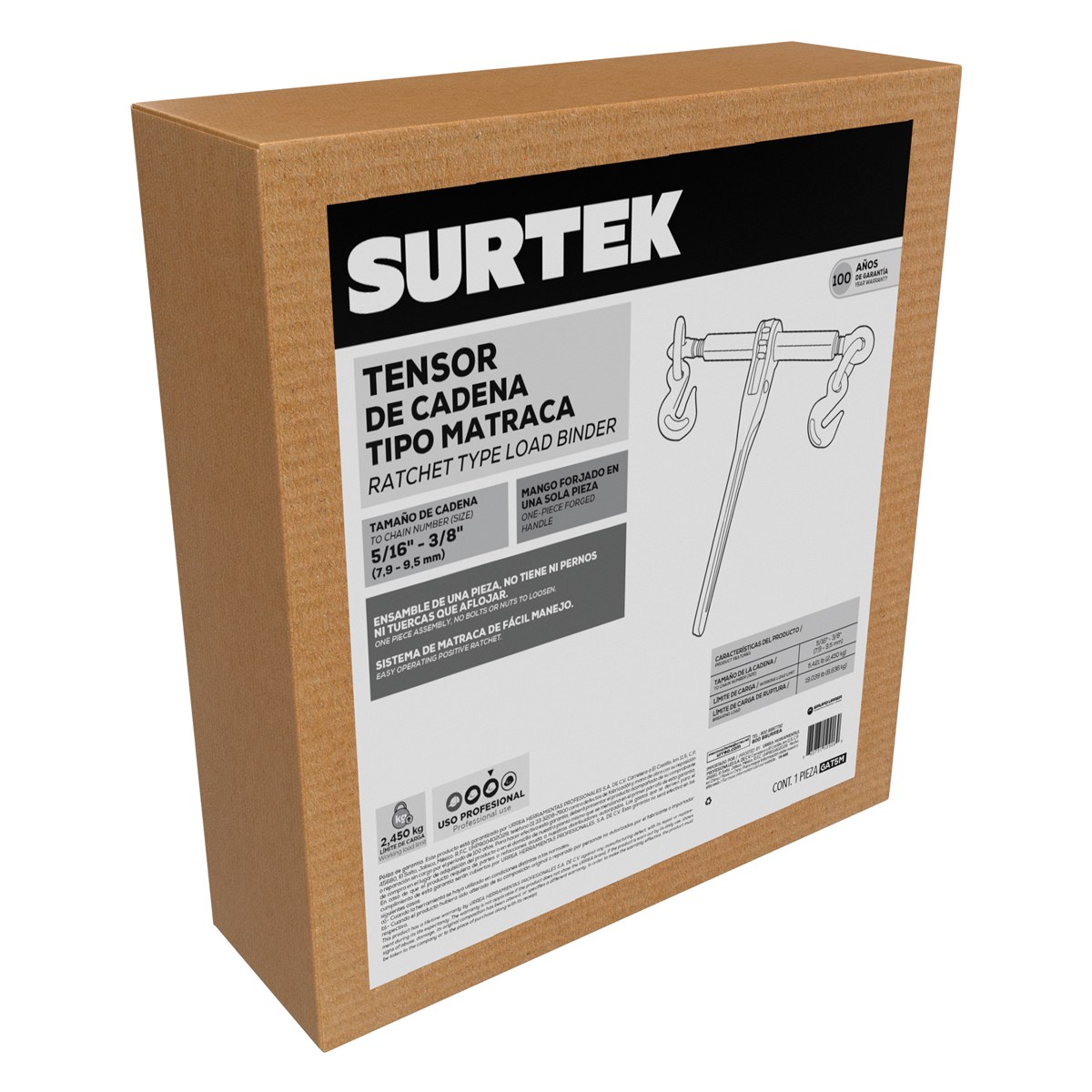 Tensor de cadena de matraca 5/16" - 3/8" Surtek - Imagen 2