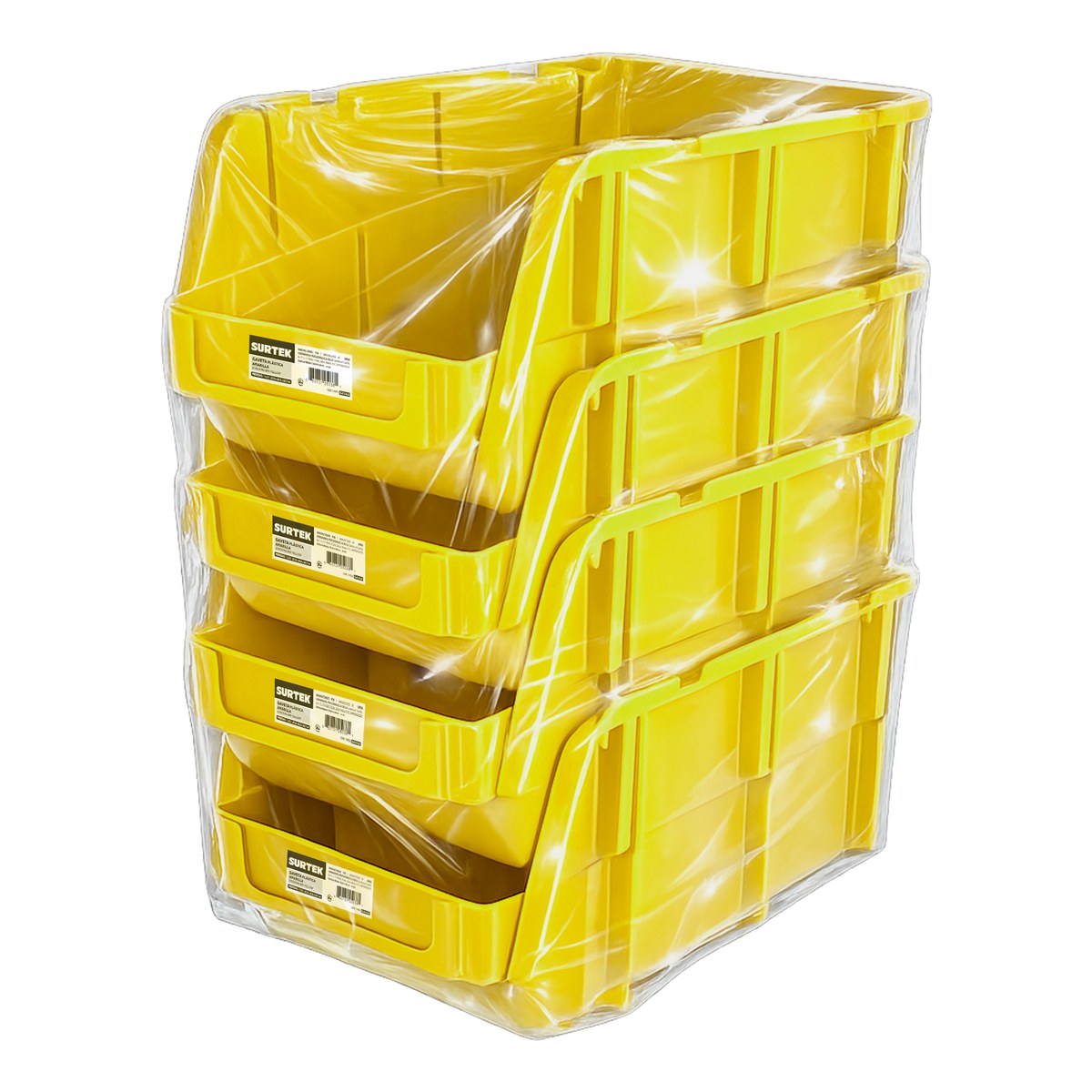 Gaveta plástica pico de pato color amarillo 11" x 6" x 5" Surtek - Imagen 2