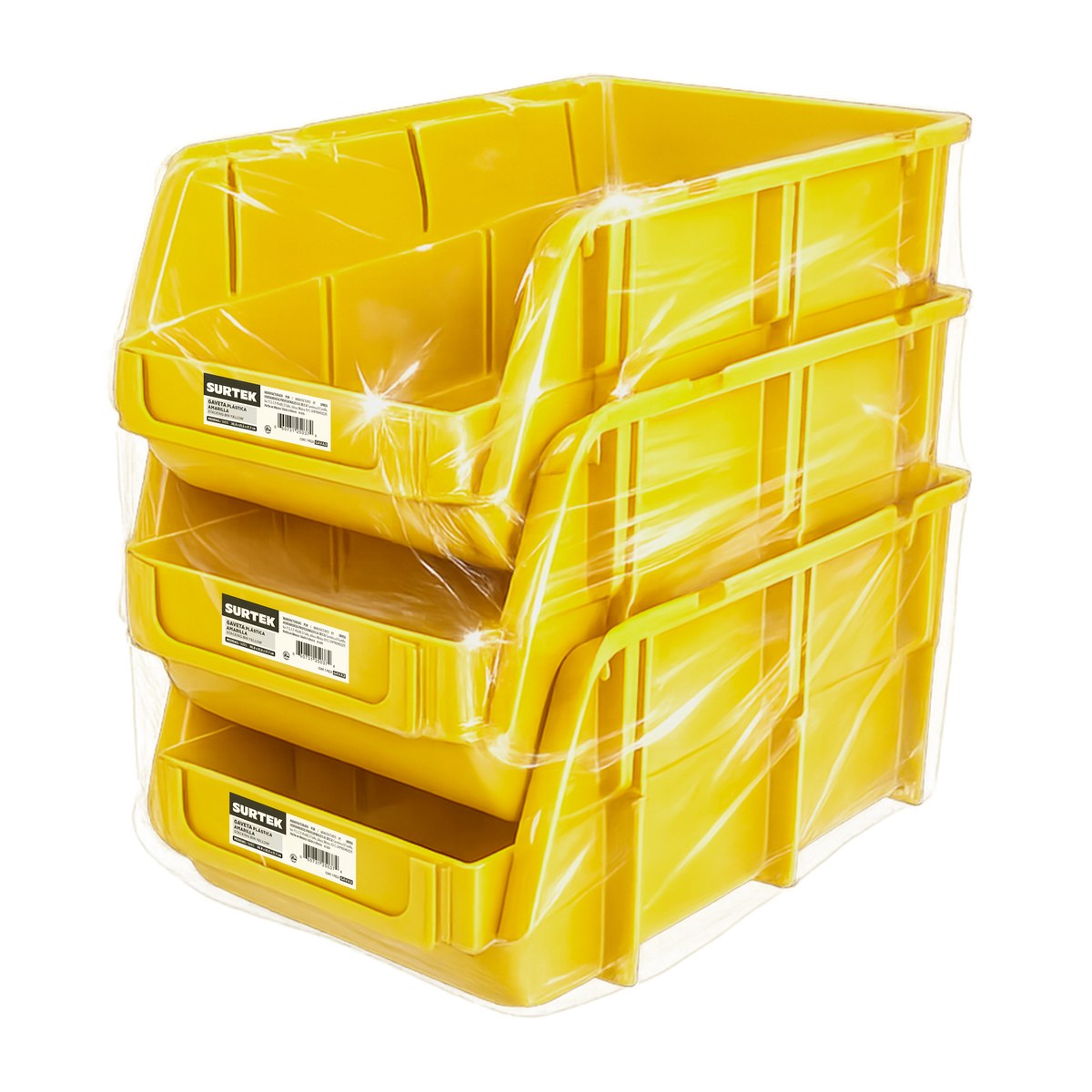 Gaveta plástica pico de pato color amarillo 14" x 8" x 7" Surtek - Imagen 2