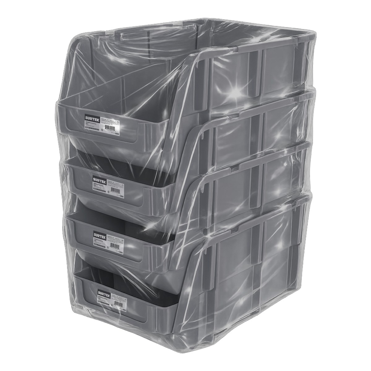 Gaveta plástica pico de pato color gris 11" x 6" x 5" Surtek - Imagen 2