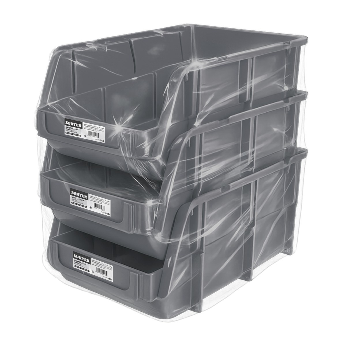 Gaveta plástica pico de pato color gris 14" x 8" x 7" Surtek - Imagen 2
