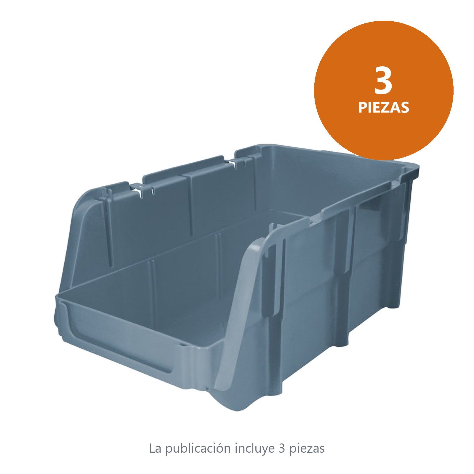 Gaveta plástica pico de pato color gris 17" x 16" x 7" Surtek - Imagen 2