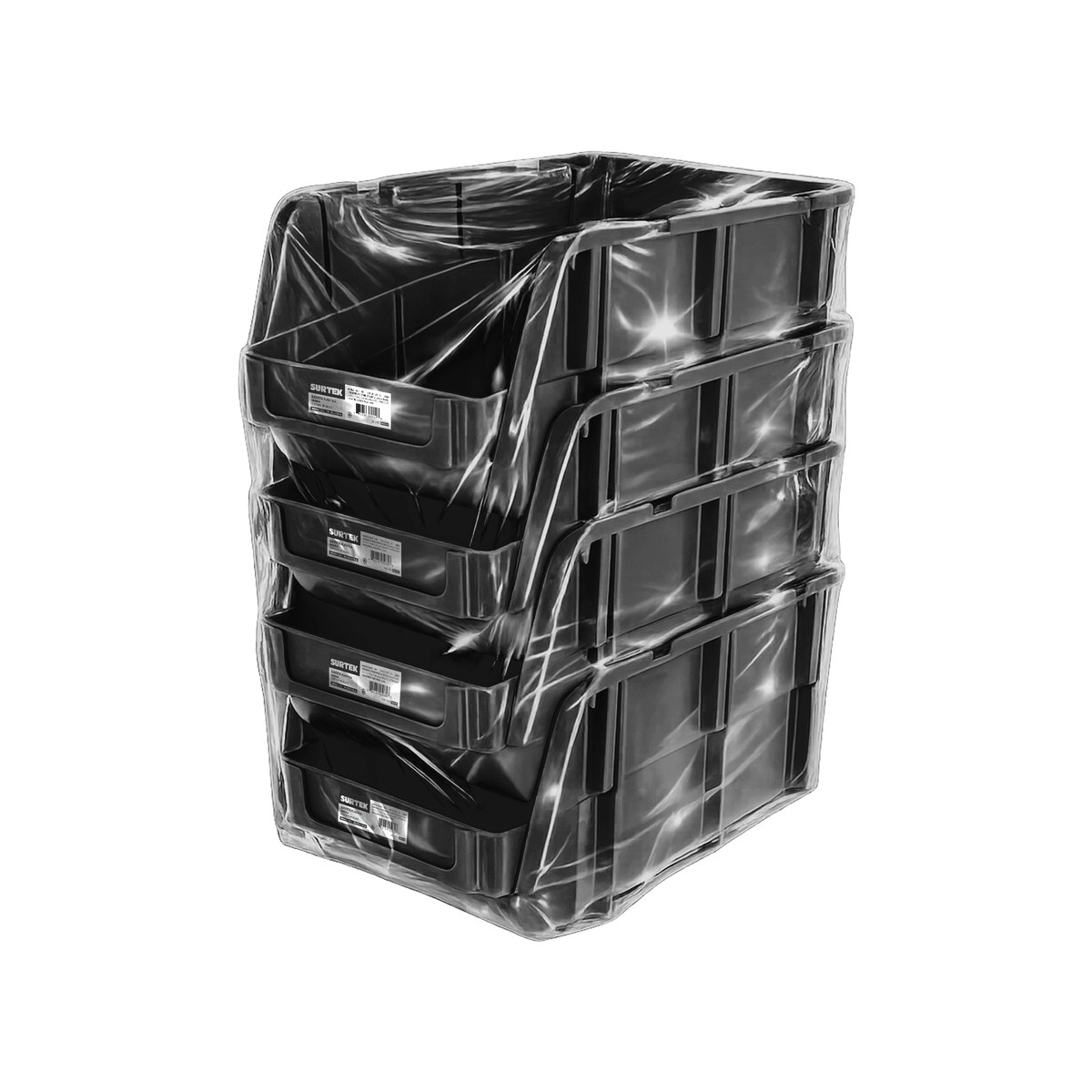 Gaveta plástica pico de pato color negro 7" x 4" x 3" Surtek - Imagen 2