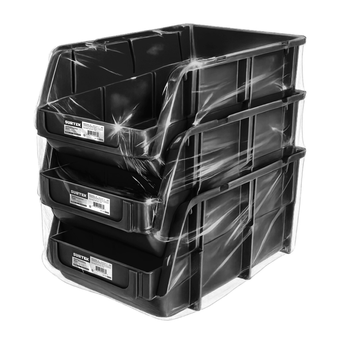 Gaveta plástica pico de pato color negro 14" x 8" x 7" Surtek - Imagen 2