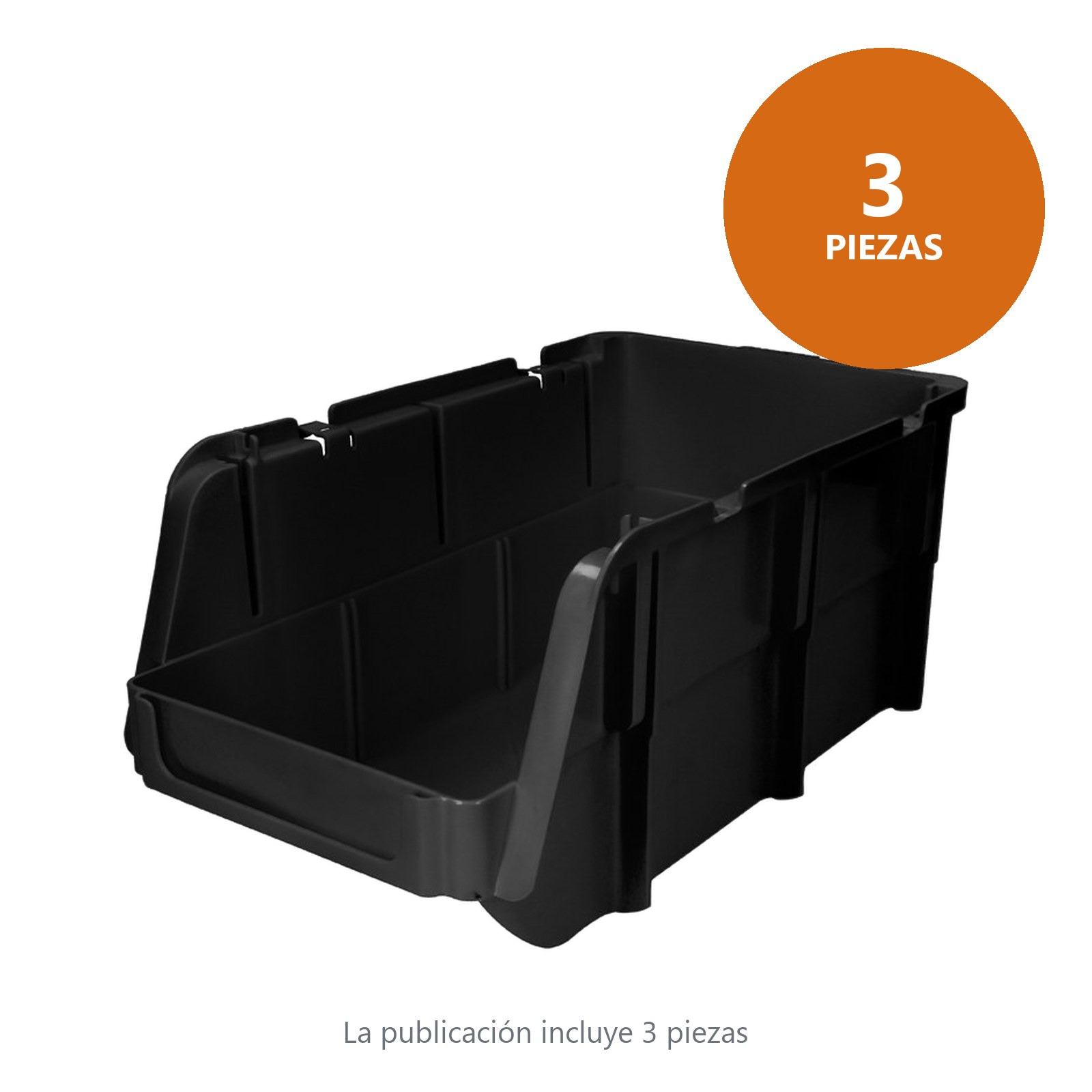 Gaveta plástica pico de pato color negro 17" x 16" x 7" Surtek - Imagen 3