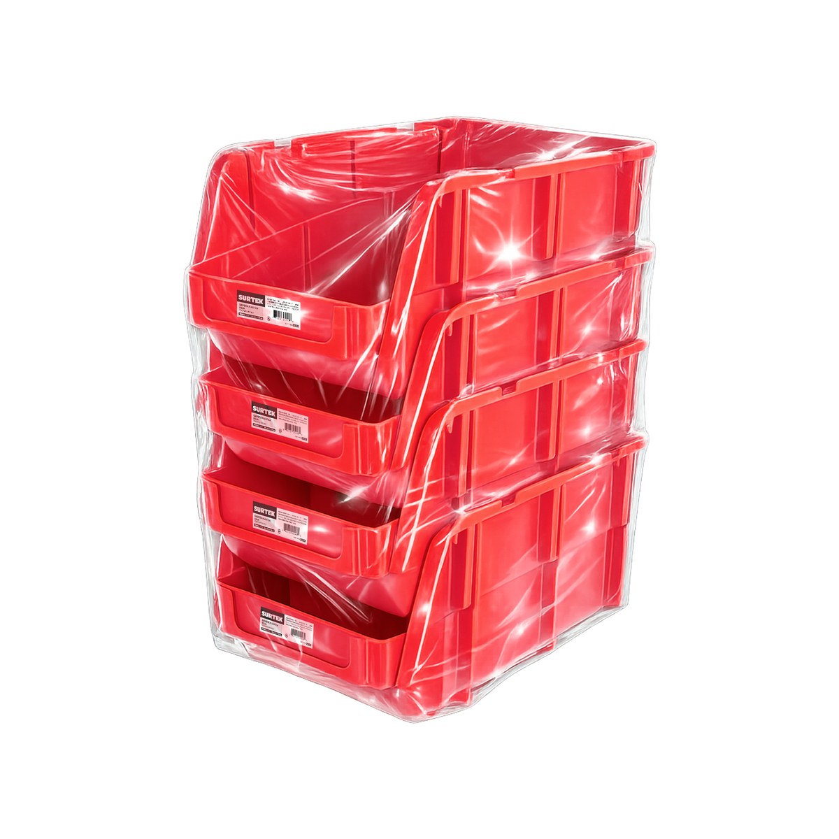 Gaveta plástica pico de pato color rojo 7" x 4" x 3" Surtek - Imagen 2