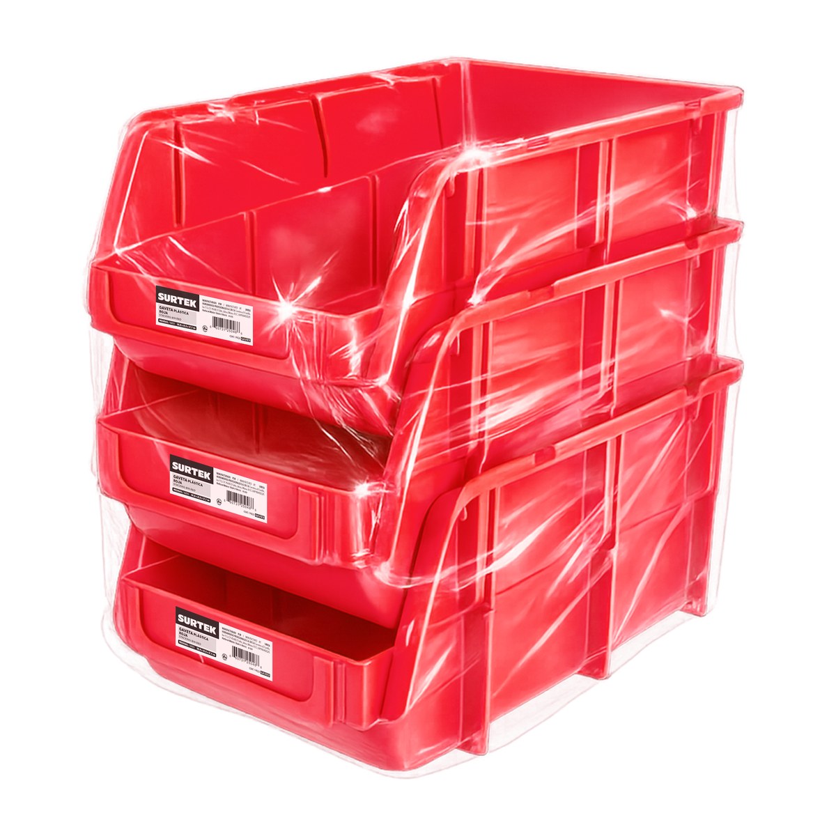 Gaveta plástica pico de pato color rojo 14" x 8" x 7" Surtek - Imagen 2