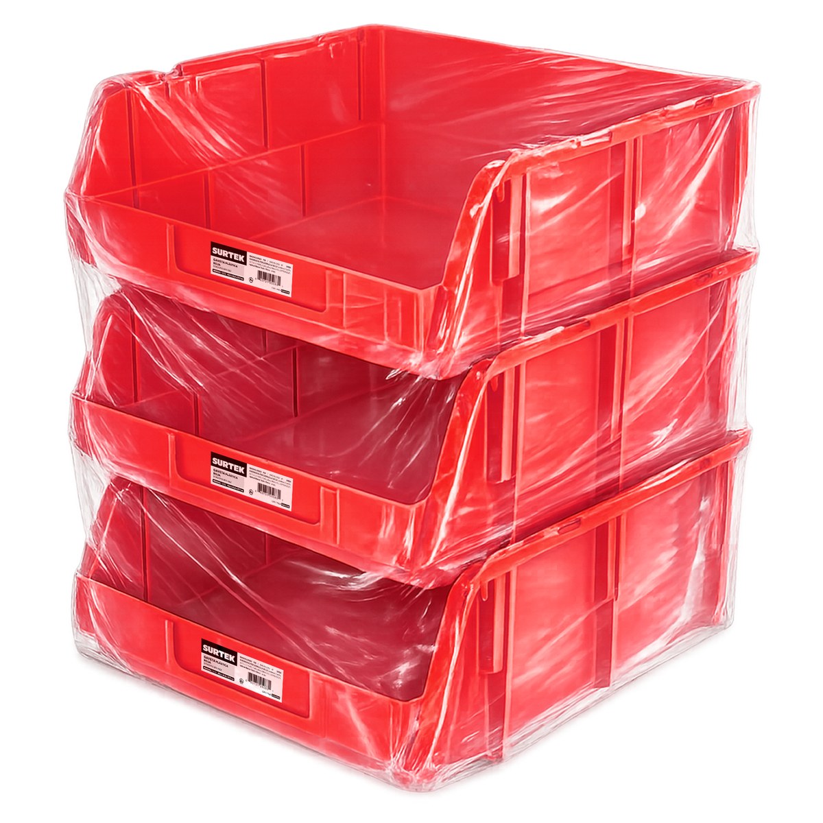Gaveta plástica pico de pato color rojo 17" x 16" x 7" Surtek - Imagen 2
