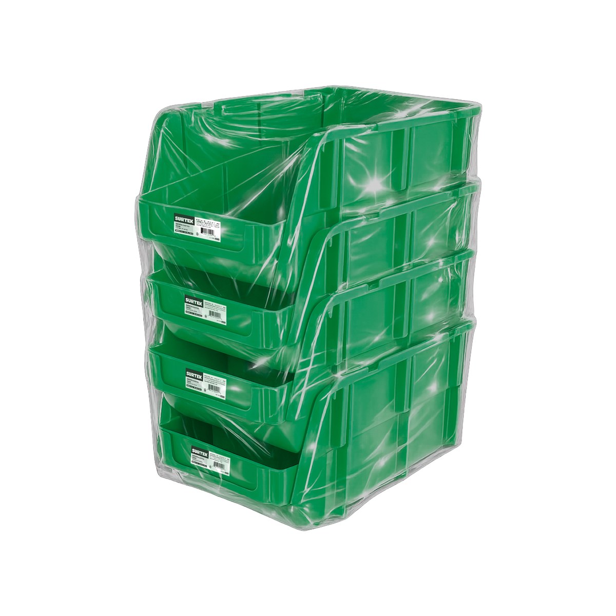 Gaveta plástica pico de pato color verde 7" x 4" x 3" Surtek - Imagen 2