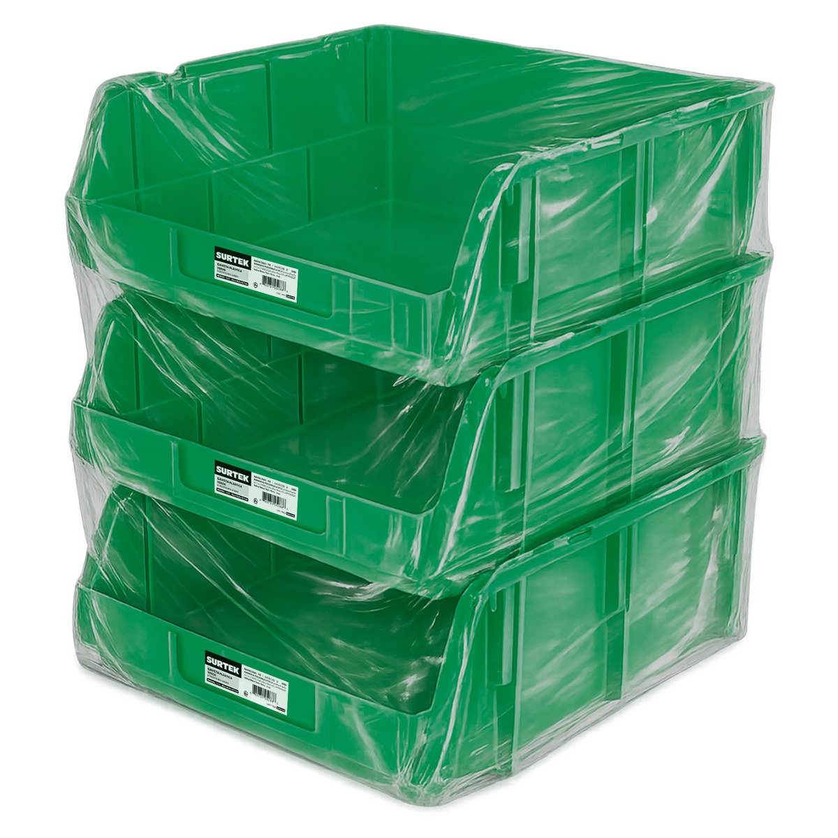 Gaveta plástica pico de pato color verde 17" x 16" x 7" Surtek - Imagen 2