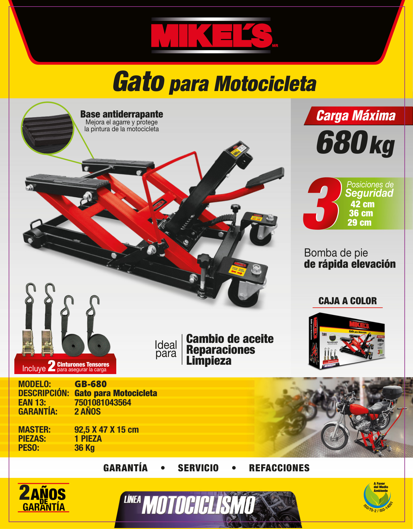 MIKELS GB-680 Gato para motocicleta y cuatrimotos (680 kgs) - Imagen 4