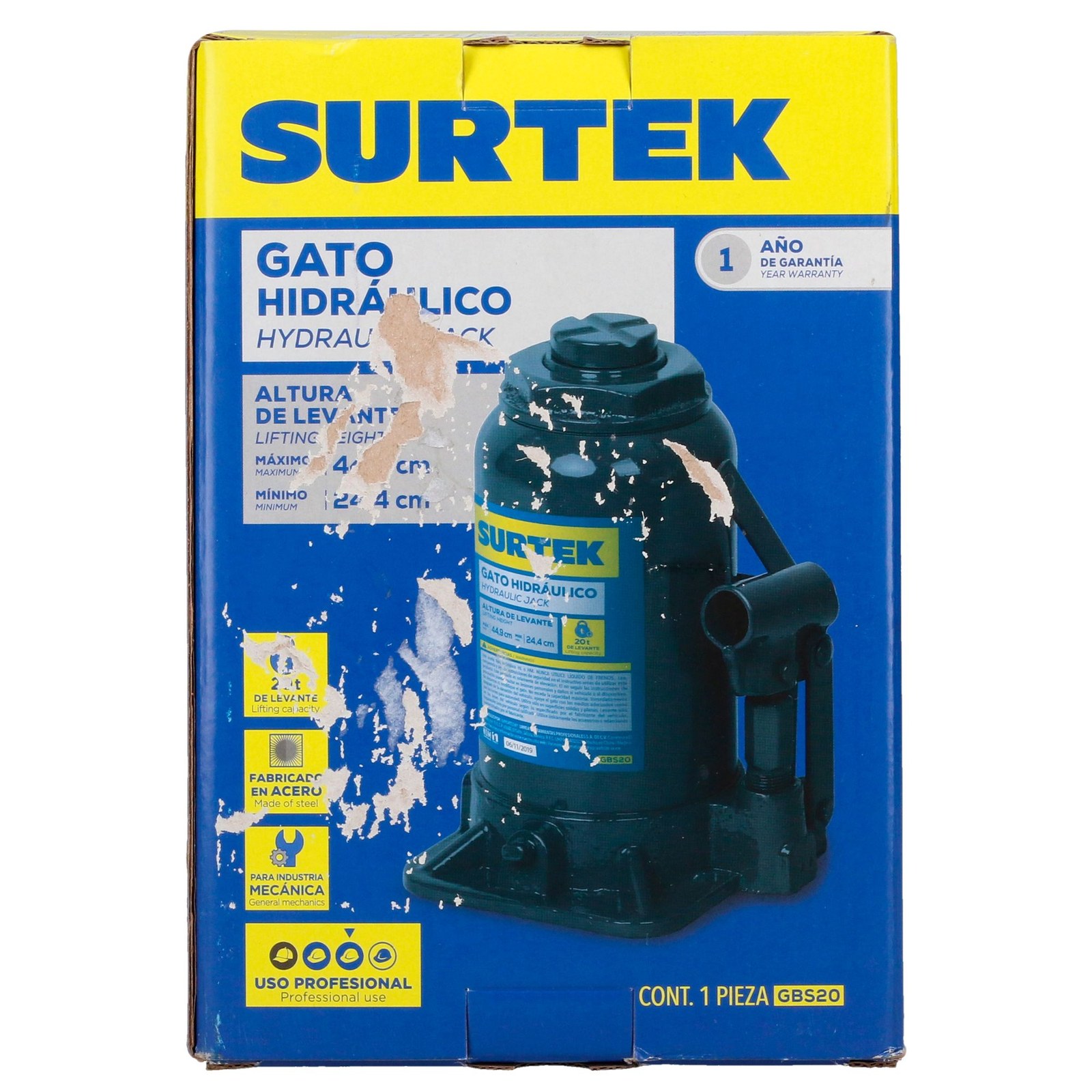 Gato hidráulico de botella, 20 ton Surtek - Imagen 4