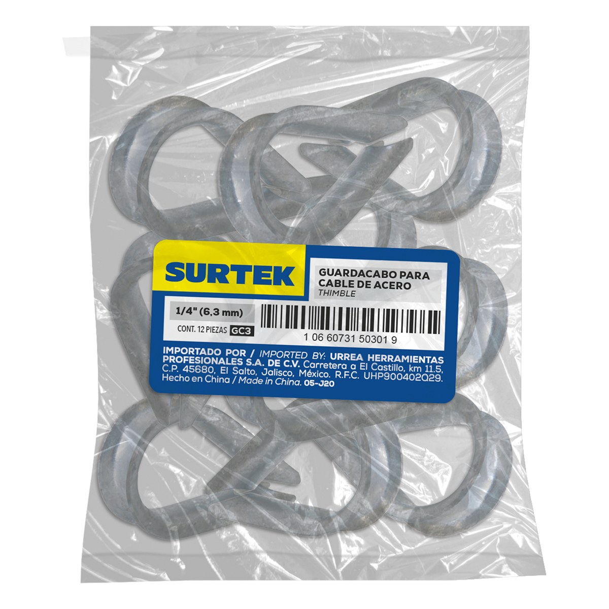 Guardacabo para cable de acero 1/4" Surtek - Imagen 2