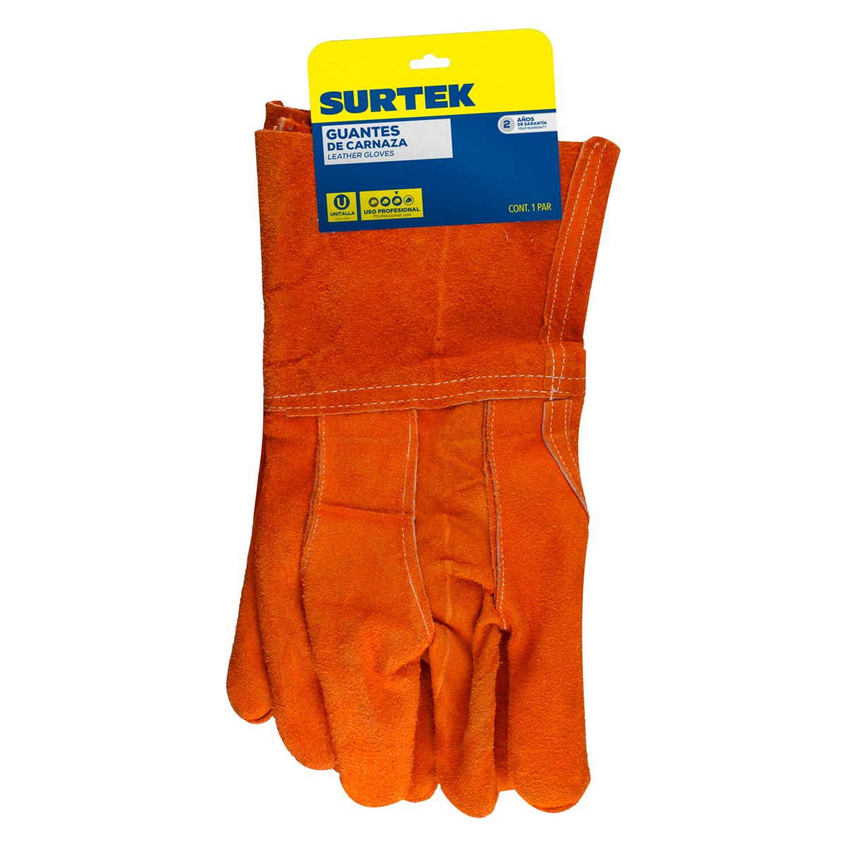 Guantes de carnaza largos unitalla Surtek - Imagen 2
