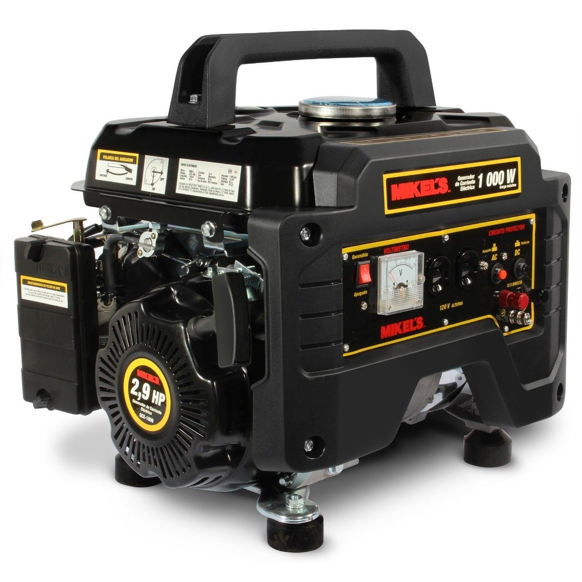 MIKELS GCE-1000 Generador de corriente eléctrica motor 4 tiempos (1,000 W / 2.9 HP)