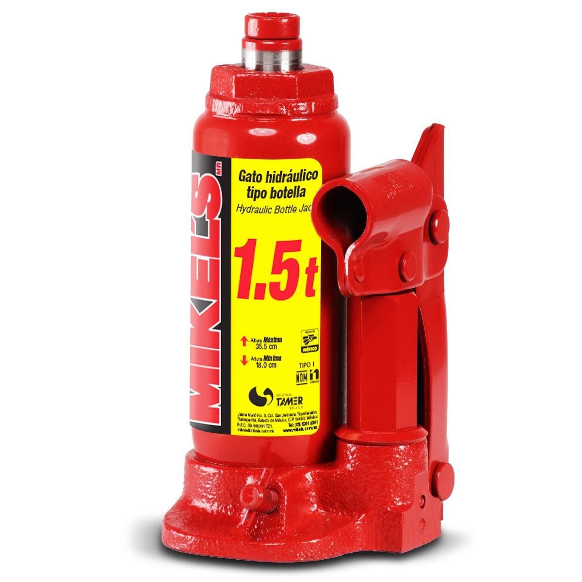 MIKELS GH-1.5 Gato hidráulico de botella con tornillo de extensión (1.5 ton) - Imagen 2