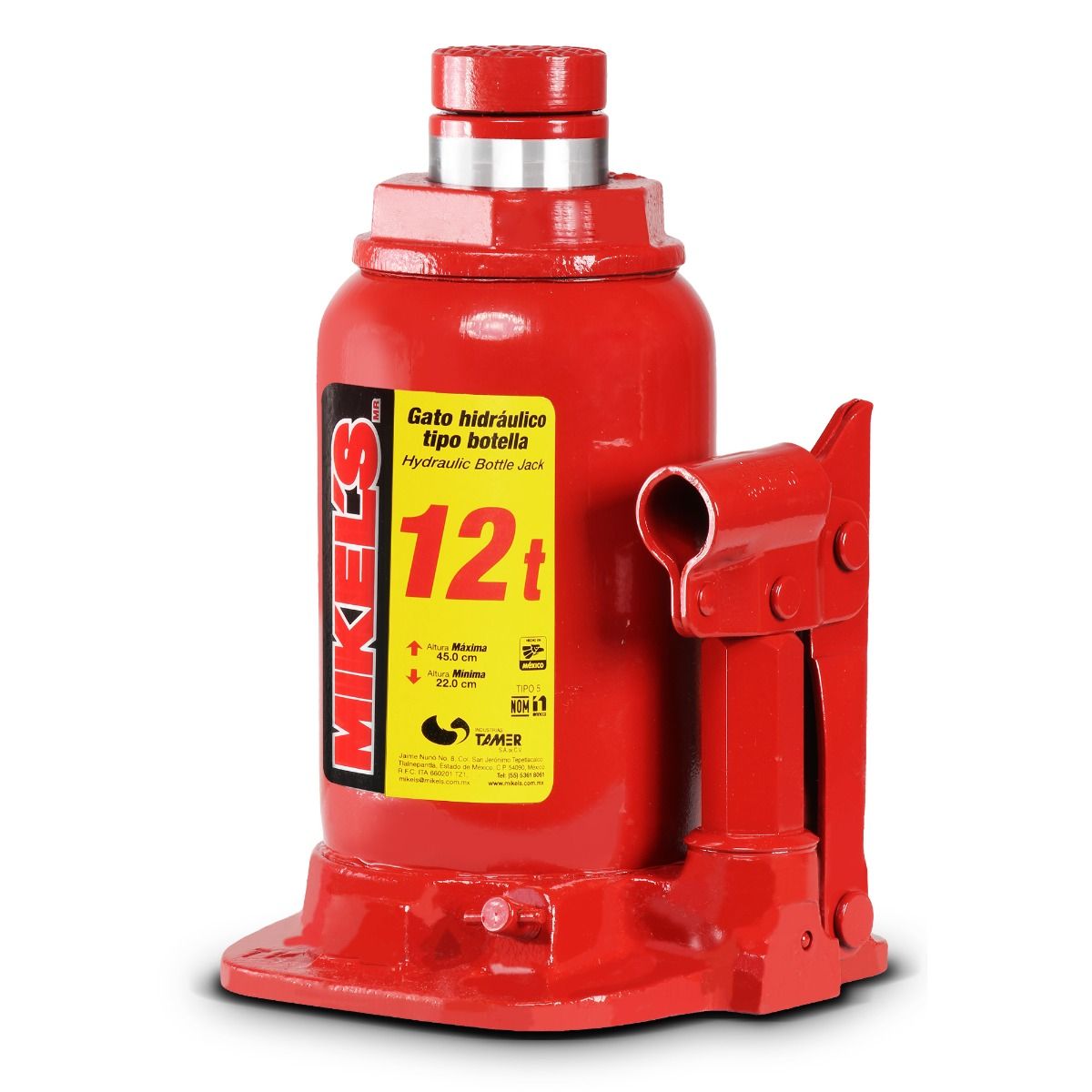 MIKELS GH-12 Gato hidráulico de botella con tornillo de extensión (12 ton) - Imagen 2